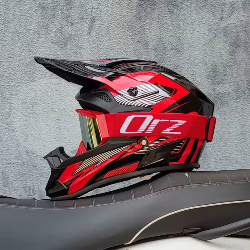 Casco Motocross ORZ Off-Road con visor y gafas | ZoomerScooters
