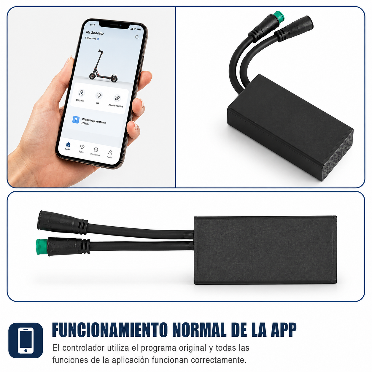Deslimitador para Xiaomi Electric Scooter 4, 4 Lite, 4 Ultra y 3 Lite. Elimina o activa el límite fácilmente. Plug & play y compatible con app original.