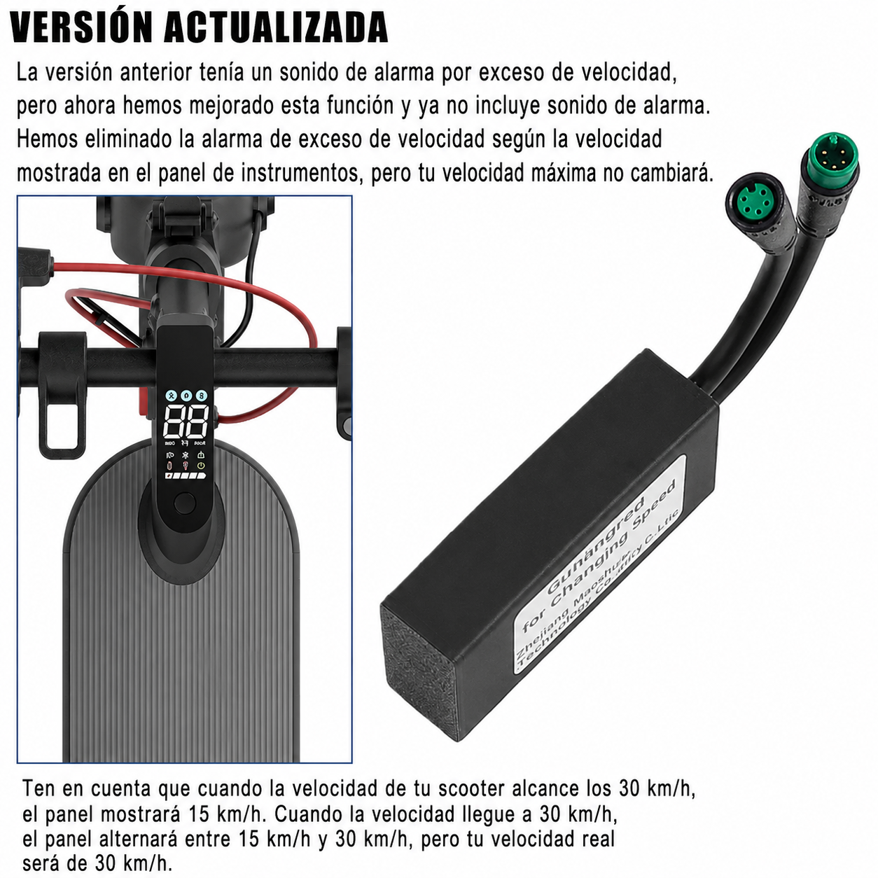 Deslimitador para Xiaomi Electric Scooter 4, 4 Lite, 4 Ultra y 3 Lite. Elimina o activa el límite fácilmente. Plug & play y compatible con app original.